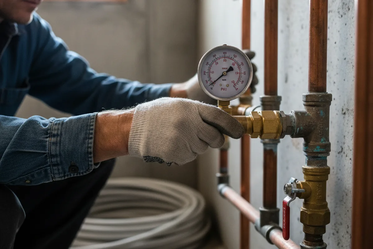 Pressure testing a repaired line during Water Line Repair in Markham